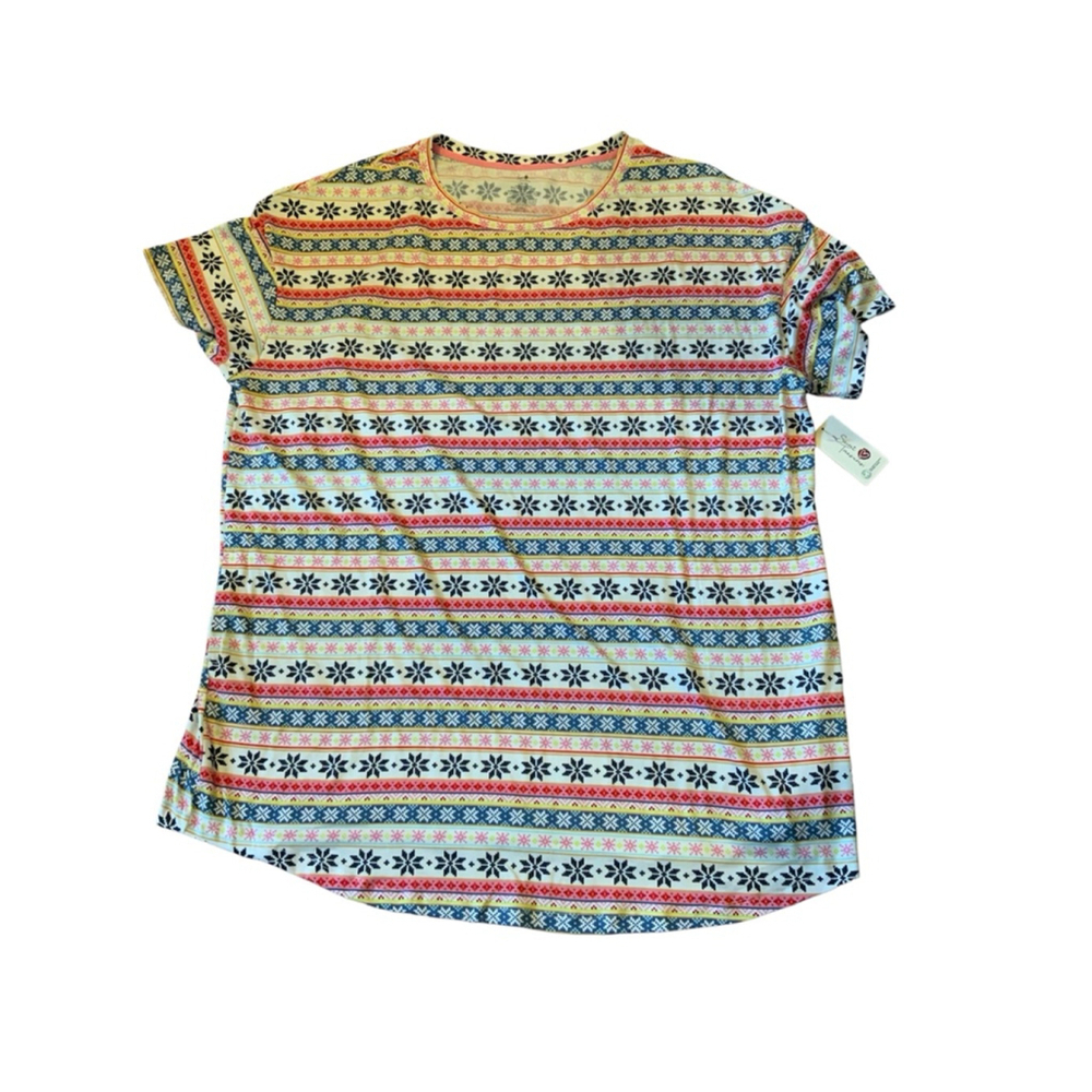 Secret Treasures Pajama Top White Red Blue Yellow 2X 3X
